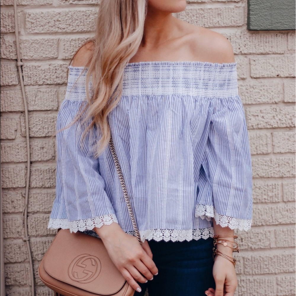 Striped off the shoulder top